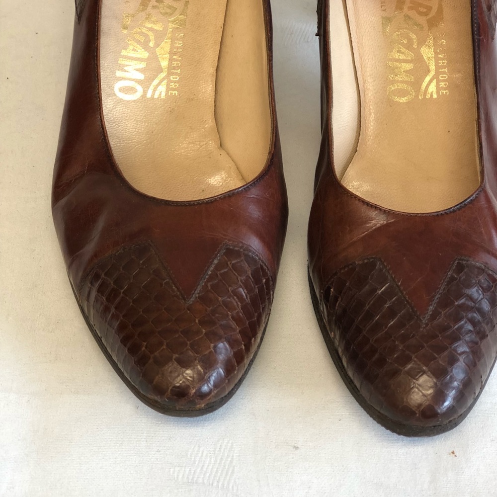 Salvatore Ferragamo Heels Pumps 8.5AA NARROW Brown - Picture 7 of 7